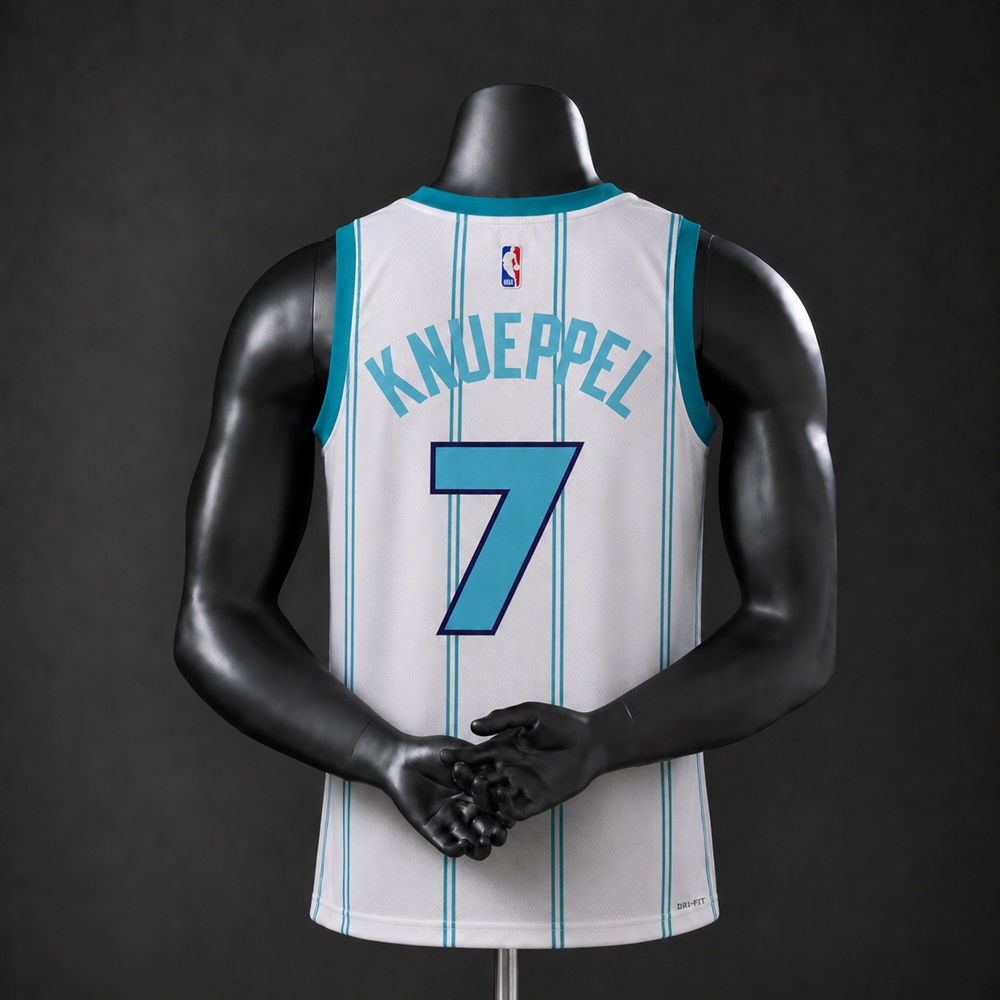Charlotte Hornets Association Edition Knueppel #7 NBA Jersey Silk Version Foto 2