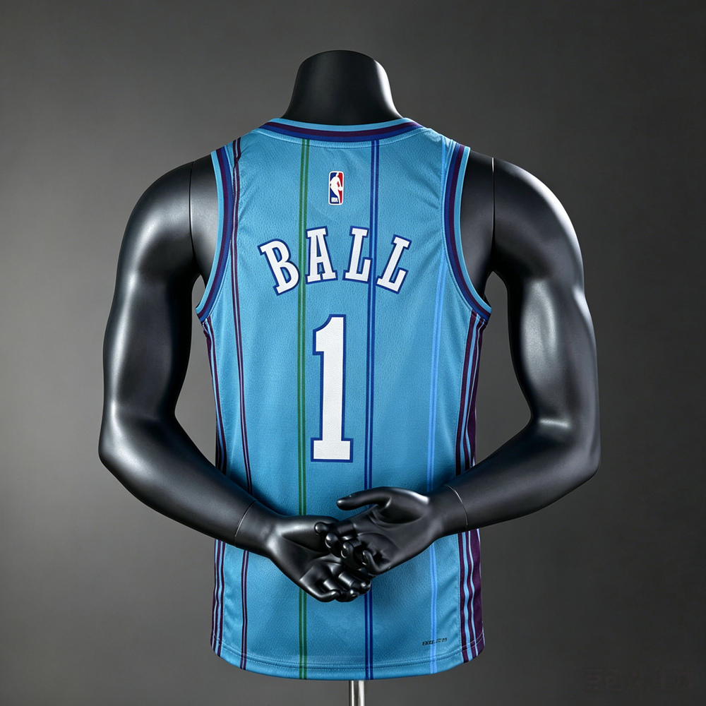 Charlotte Hornets City Edition Ball #1 NBA Jersey Silk Version Foto 2