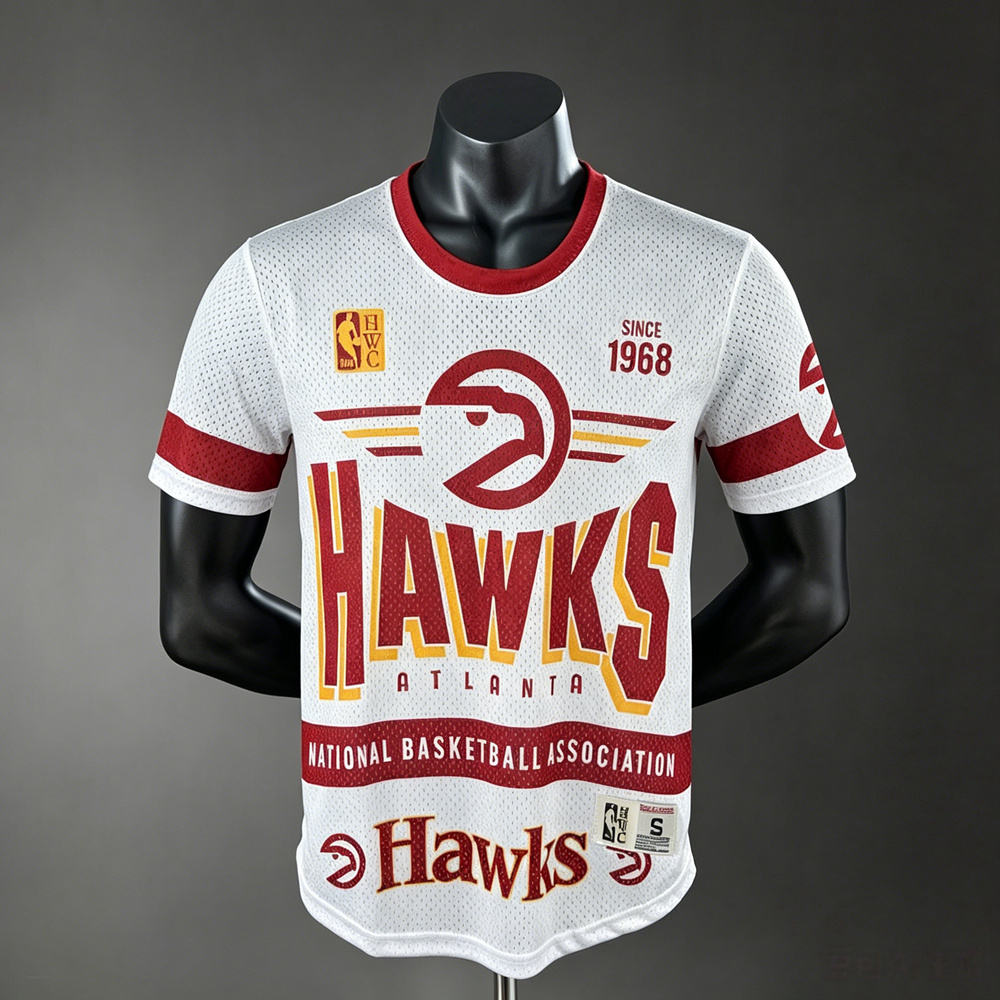 Atlanta Hawks Hardwood Classics Team Logo NBA Jersey Silk Version