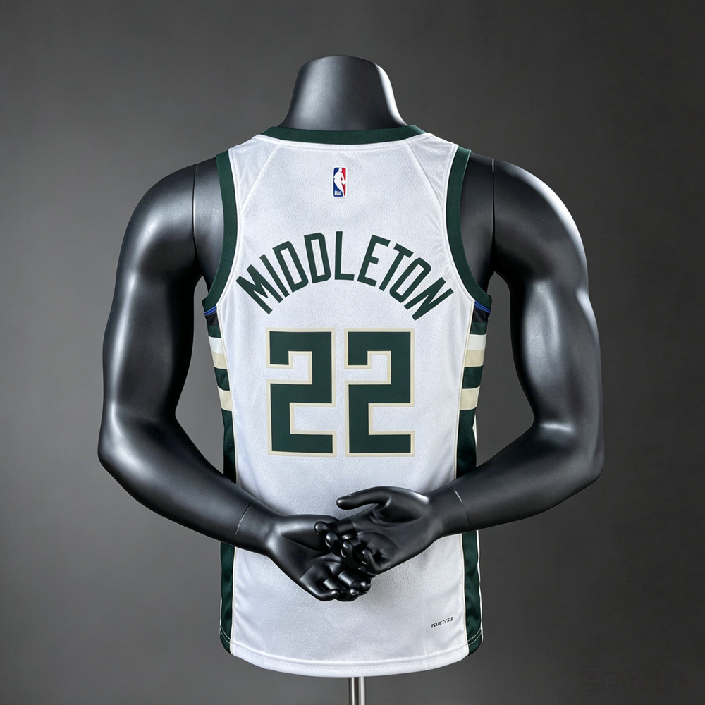 Milwaukee Bucks Association Edition Middleton #22 NBA Jersey Silk Version Foto 2