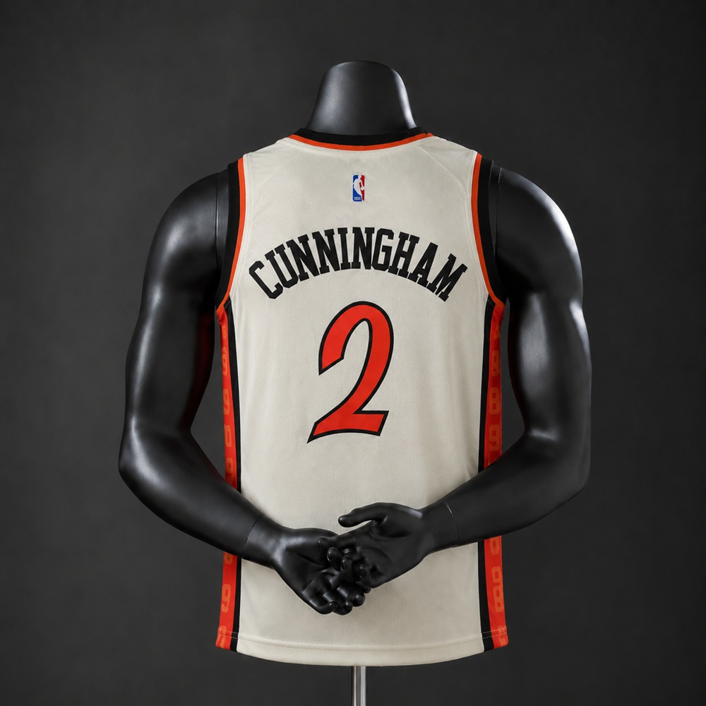 Detroit Pistons City Edition Cunningham #2 NBA Jersey Embroidered Version Foto 2
