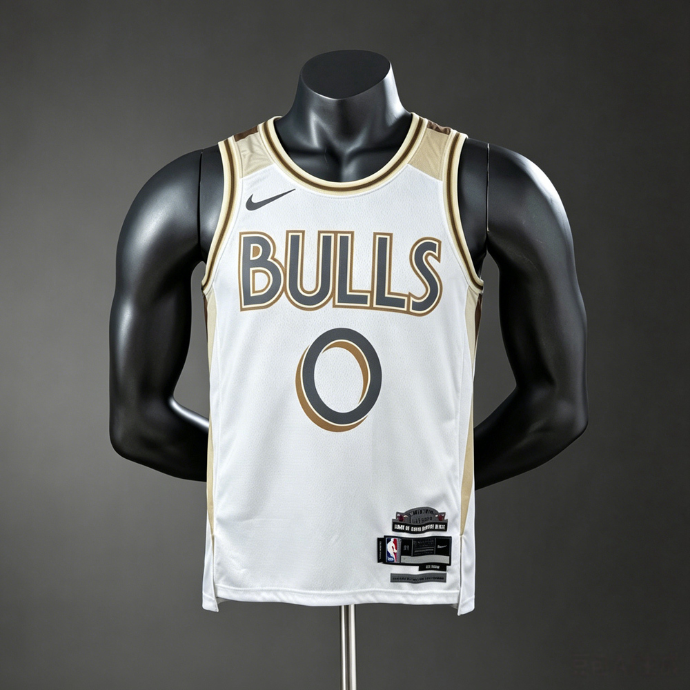 Chicago Bulls Icon Edition White #0 NBA Jersey Silk Version