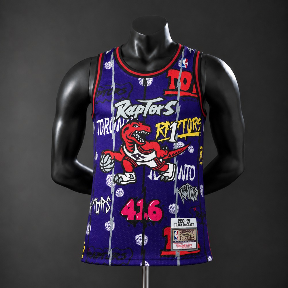 Toronto Raptors Hardwood Classics Tracy McGrady #1 NBA Jersey Embroidered Version