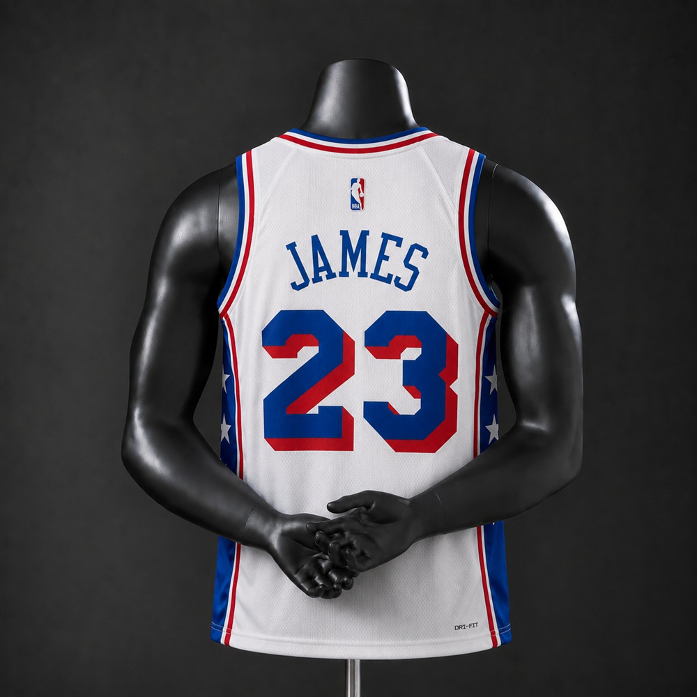 Philadelphia 76ers Association Edition LeBron James #23 NBA Jersey Silk Version Foto 2