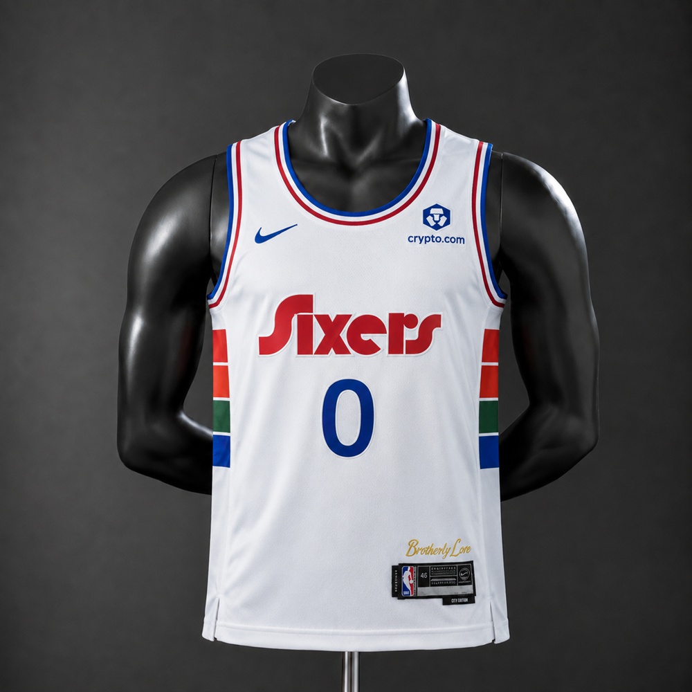 Philadelphia 76ers City Edition Tyrese Maxey #0 NBA Jersey Embroidered Version