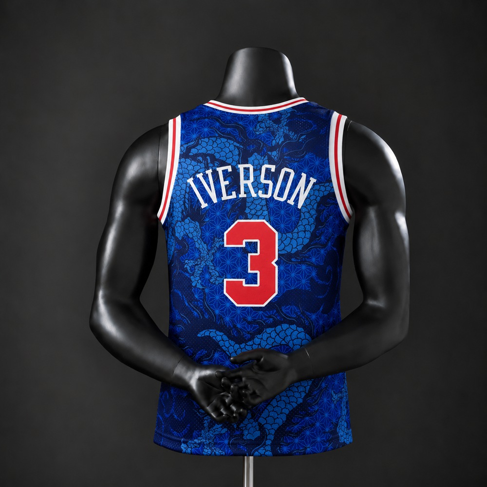 Philadelphia 76ers Hardwood Classics Edition Allen Iverson #3 NBA Jersey Embroidered Version Foto 2
