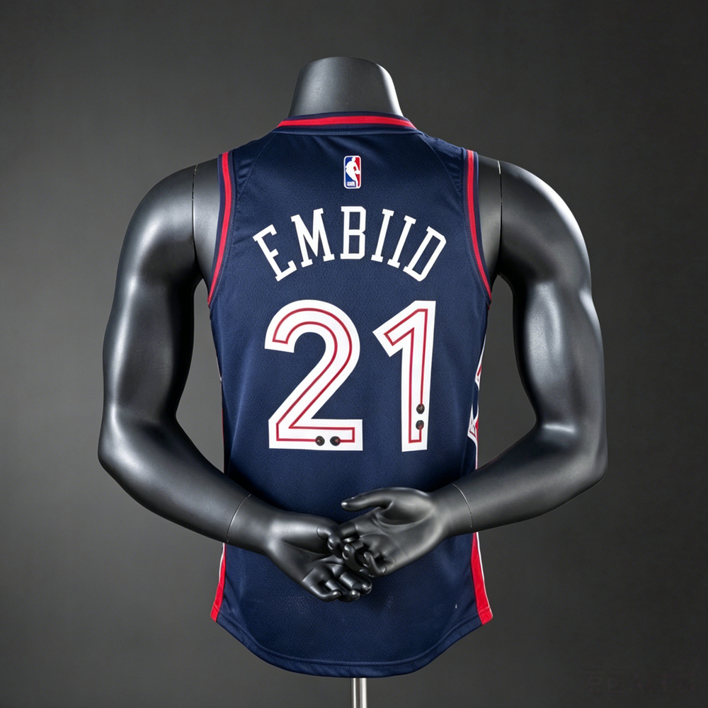Philadelphia 76ers City Edition Embiid #21 NBA Jersey Silk Version Foto 2