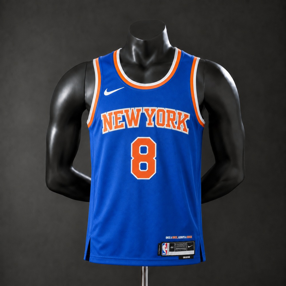 New York Knicks Icon Edition OG Anunoby #8 NBA Jersey Heat Press Version