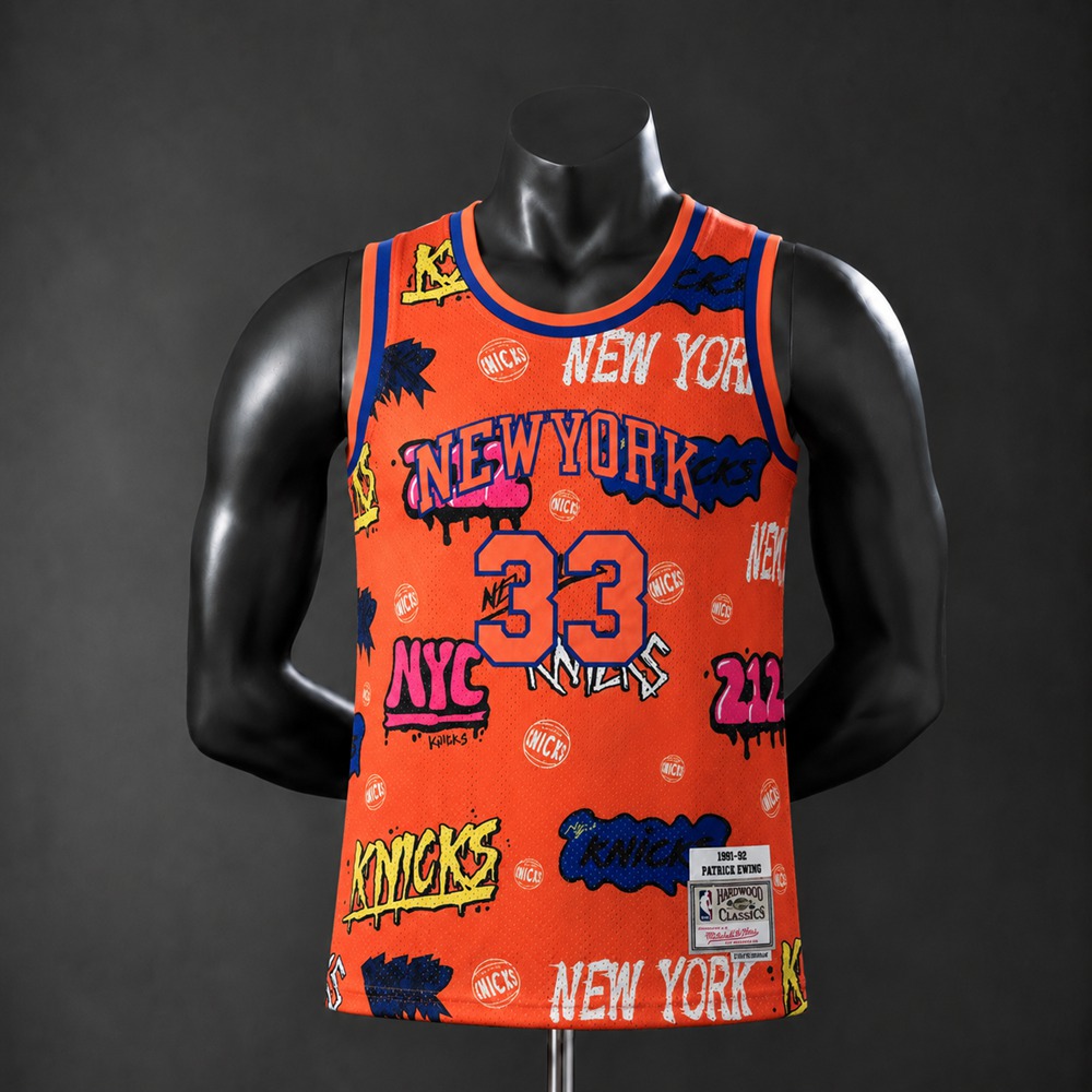 New York Knicks Hardwood Classics Patrick Ewing #33 NBA Jersey Embroidered Version