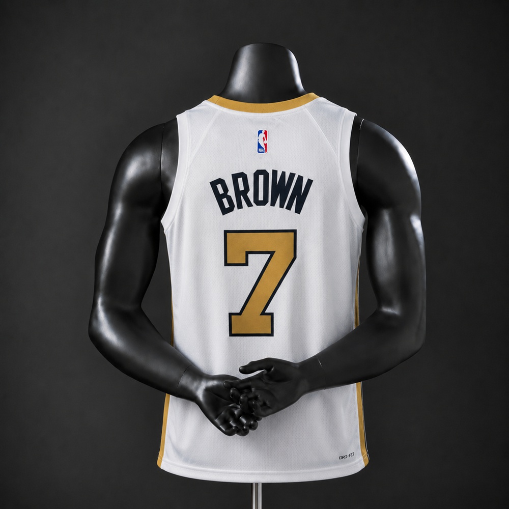 Boston Celtics City Edition Jaylen Brown #7 NBA Jersey Heat Silk Version Foto 2