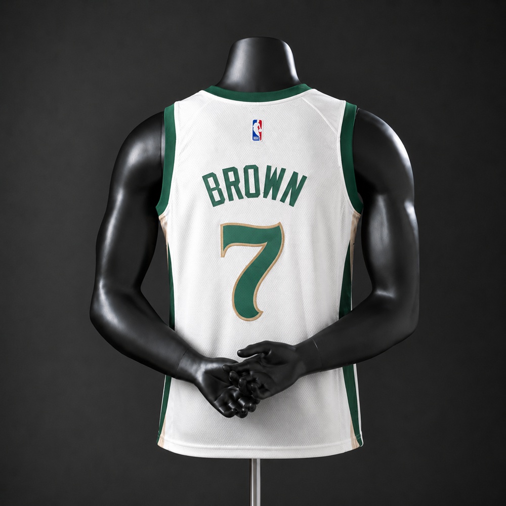 Boston Celtics City Edition Jaylen Brown #7 NBA Jersey Embroidered Version Foto 2