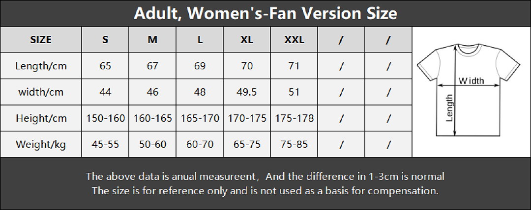 Damen-Version (Women Size Chart)